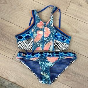 Maaji High Neck with Lace Up Back Bikini Swimsuit Set